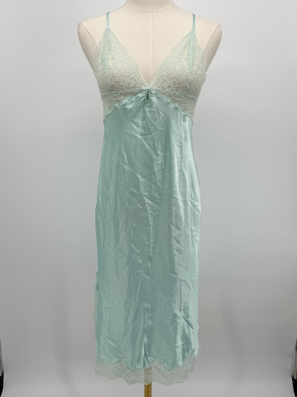 Victoria's Secret Light Aqua Lace-Trim Slip
